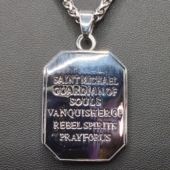 Archangel Saint Michael Necklace Stainless Patron Saint Christian Faith Gift NEW